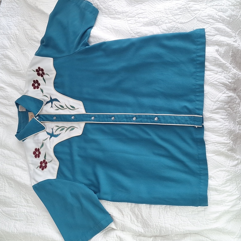 Scully Western Teal Pearl Snap Button-Up Shirt